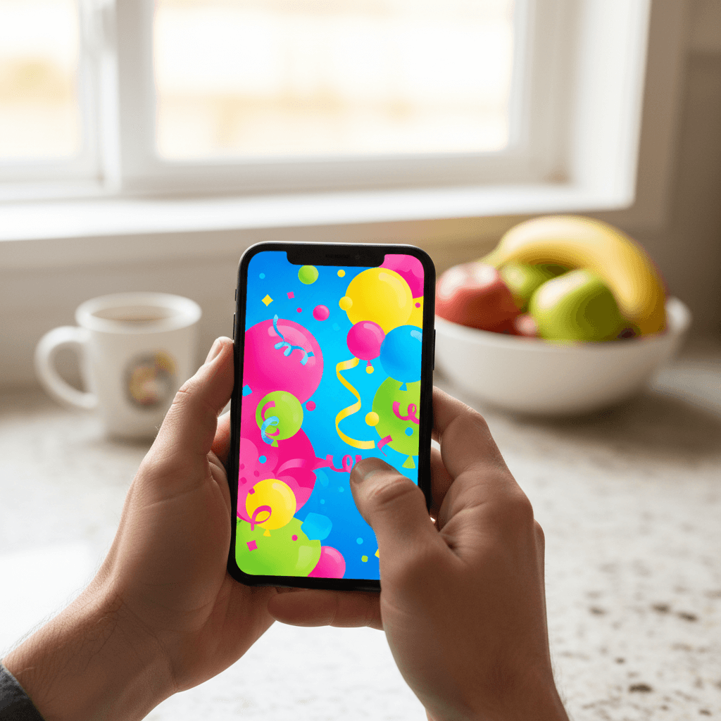 Digital party invitation on phone