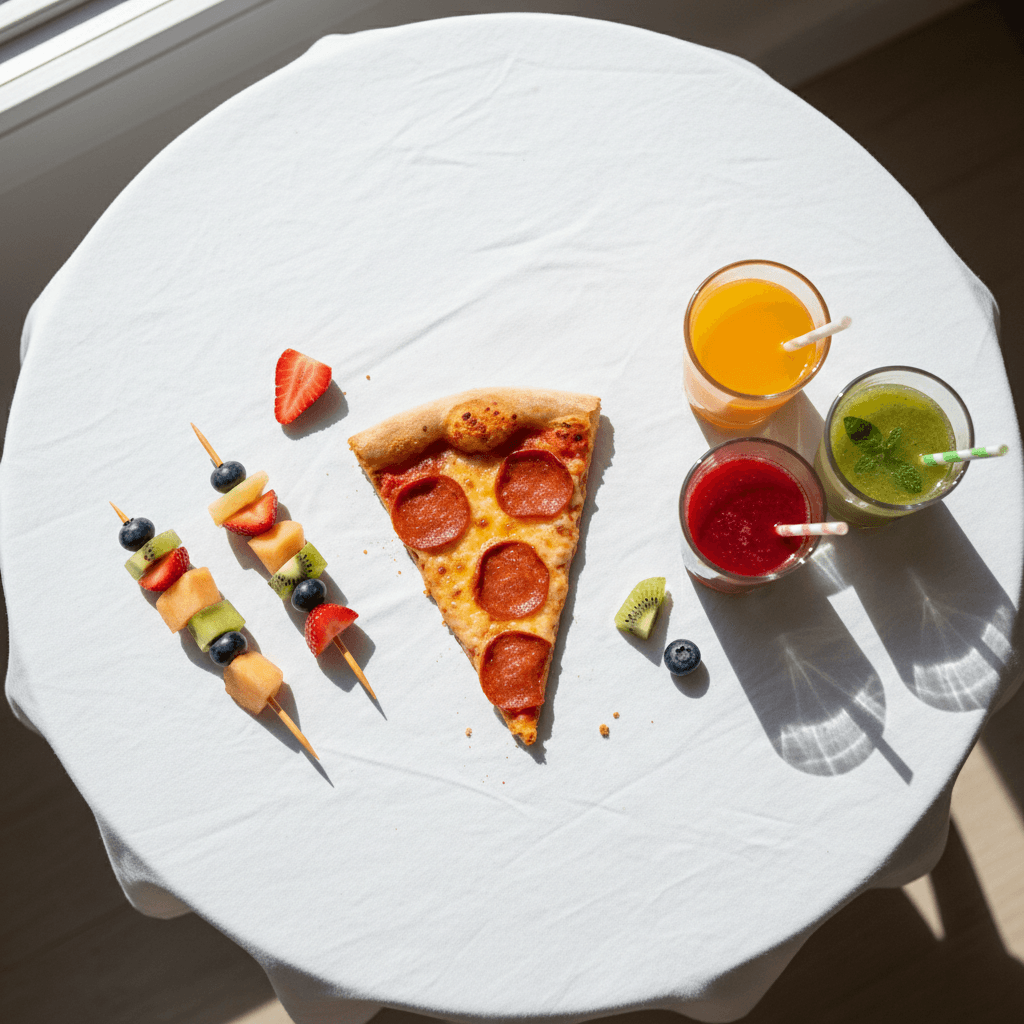 Party food spread on table